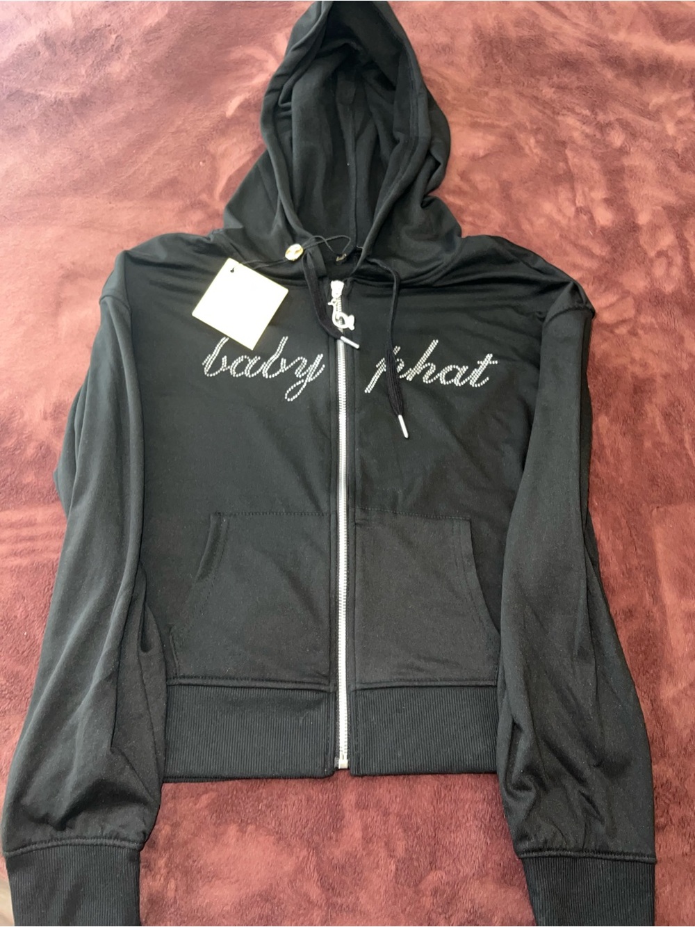 Baby Phat Black Rhinestone Zip-Up Hoodie Jacket
